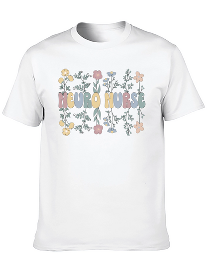 Neuro Nurse Floral T-Shirt - Black Cotton Tee
