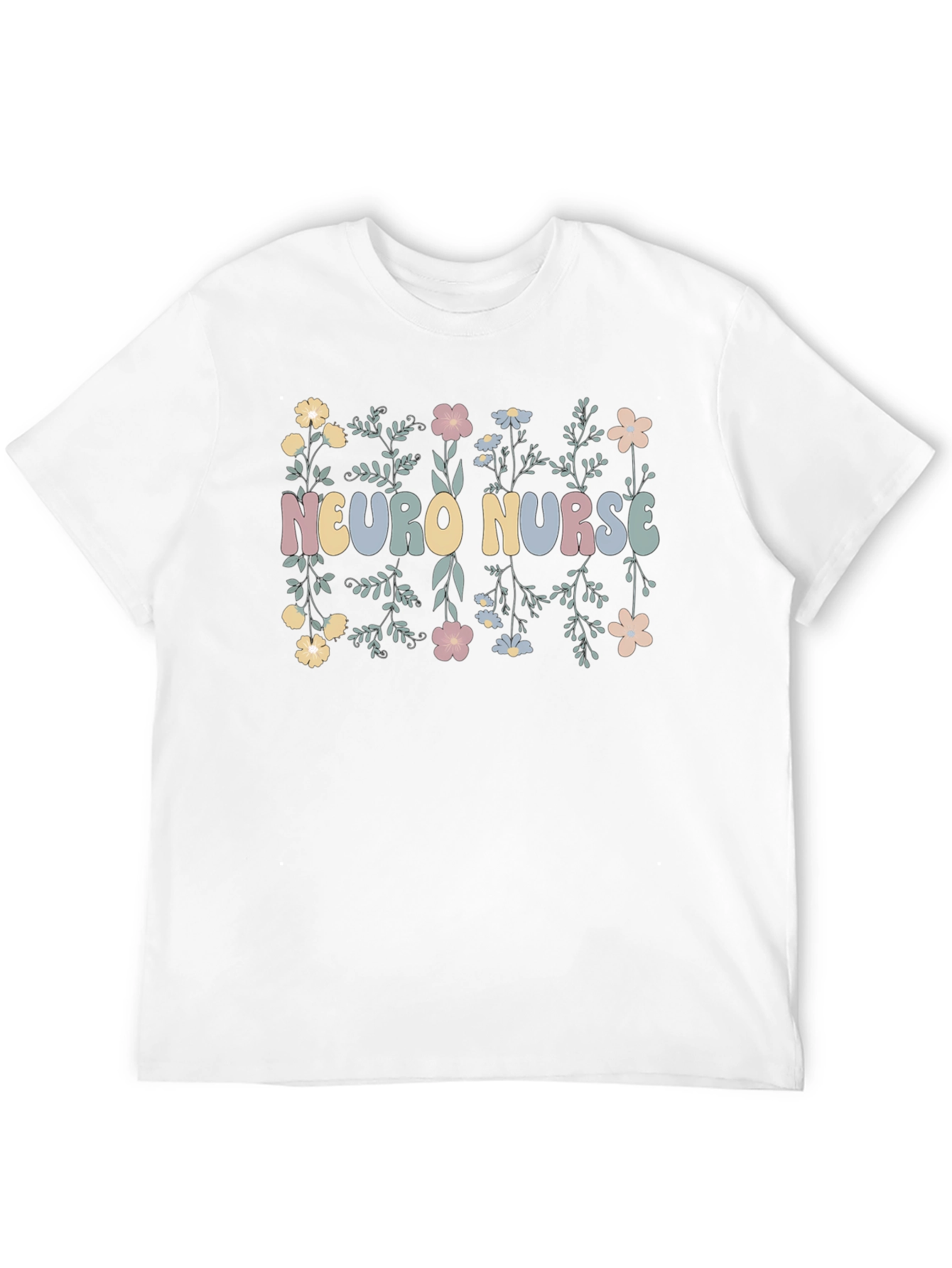 Neuro Nurse Floral T-Shirt - Black Cotton Tee