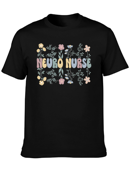Neuro Nurse Floral T-Shirt - Black Cotton Tee