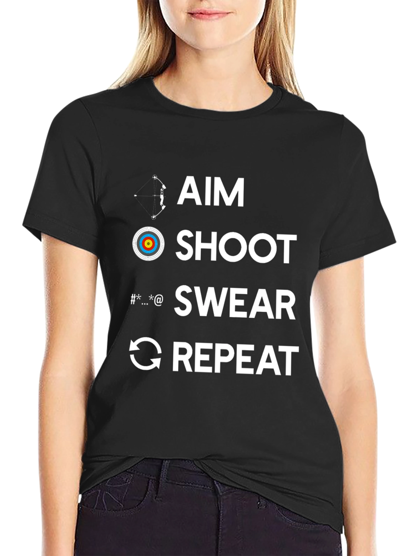 Aim Shoot Swear Repeat Archery T-Shirt