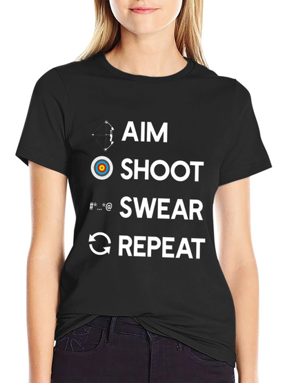 Aim Shoot Swear Repeat Archery T-Shirt