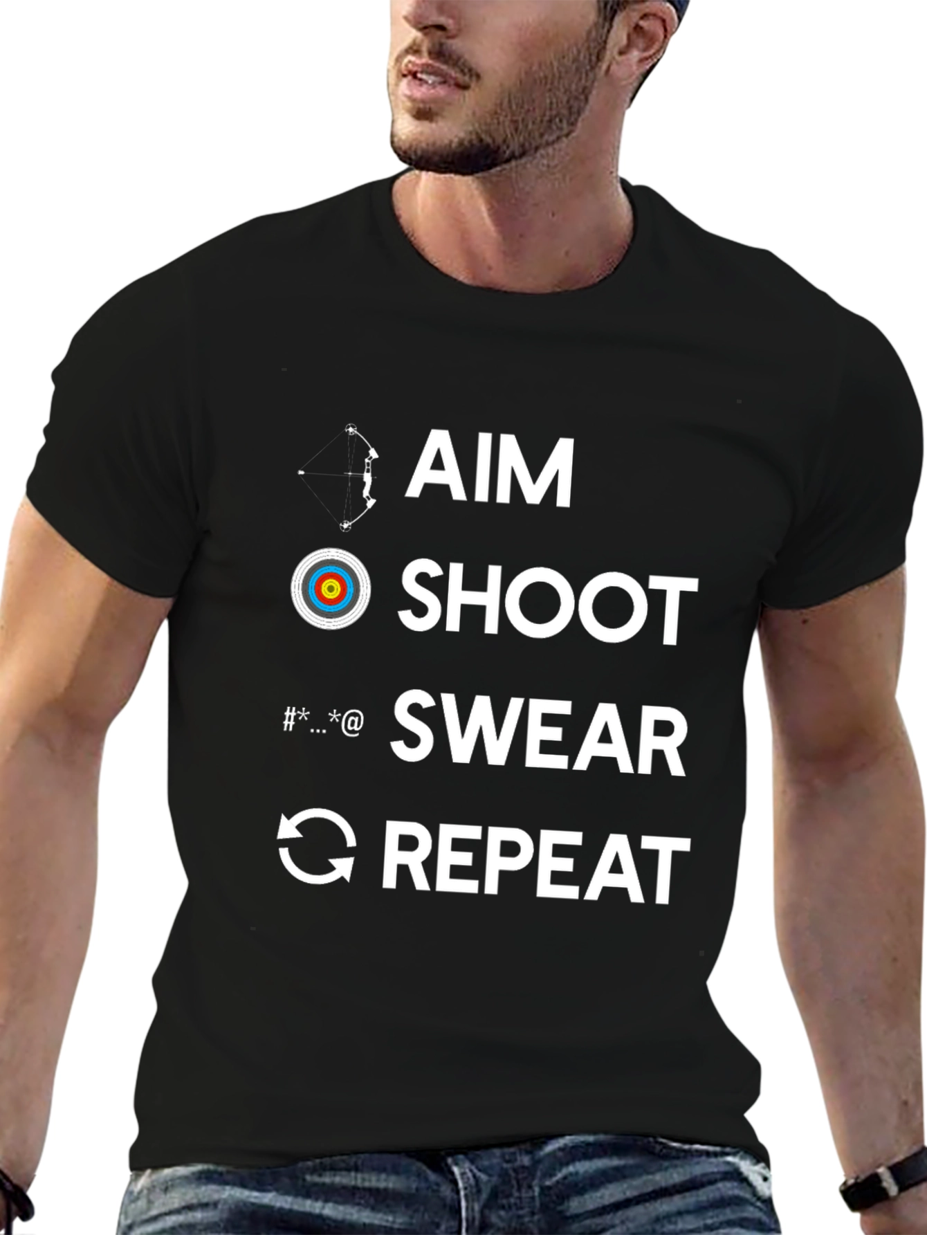 Aim Shoot Swear Repeat Archery T-Shirt