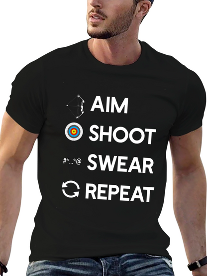 Aim Shoot Swear Repeat Archery T-Shirt