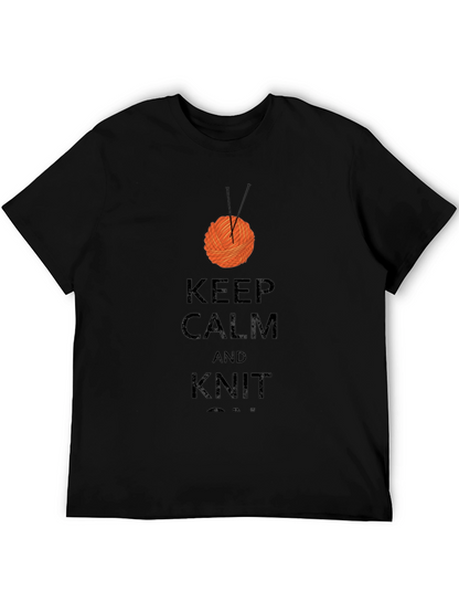 Keep Calm & Knit On Black Cotton Tee