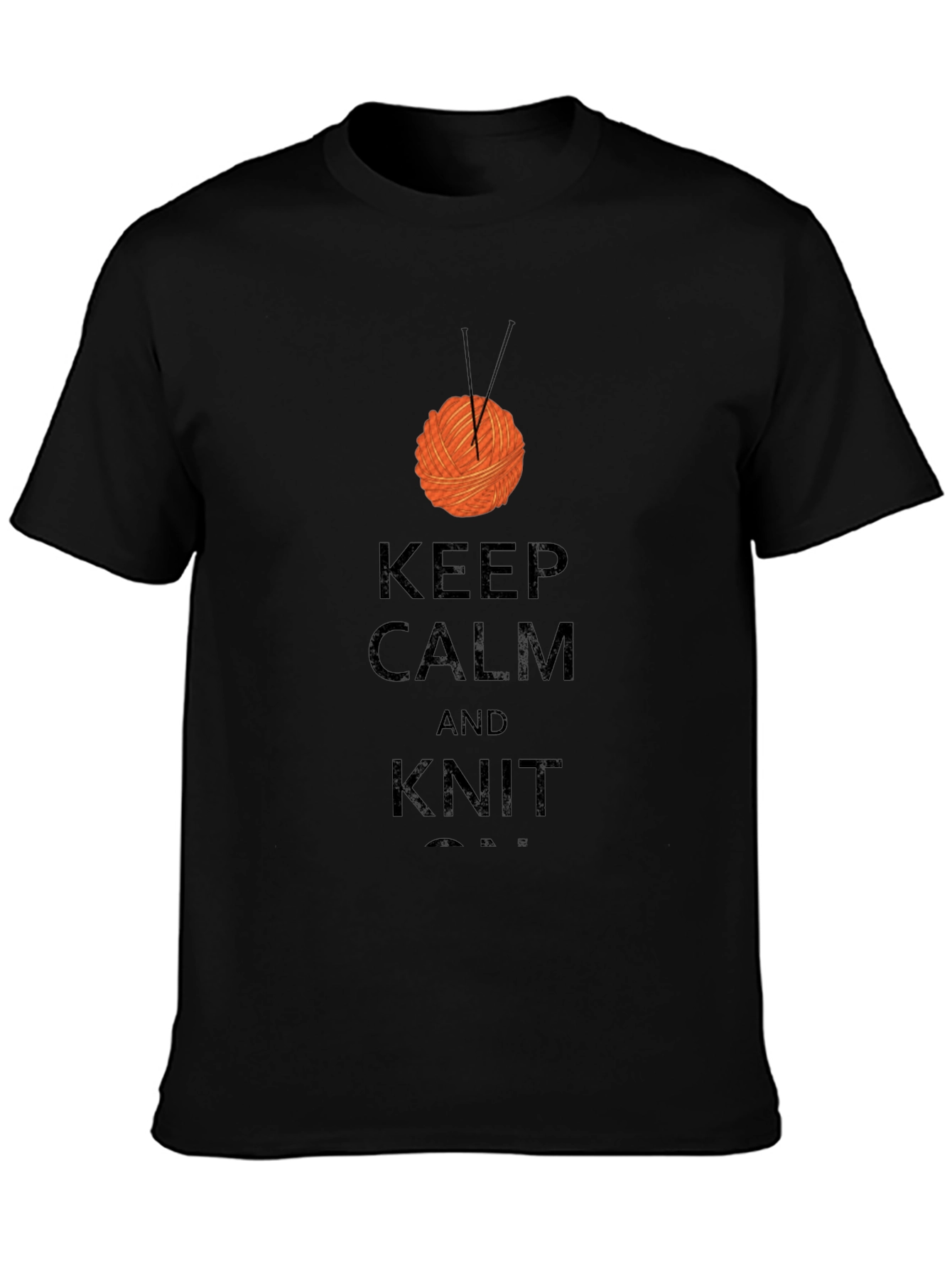 Keep Calm & Knit On Black Cotton Tee