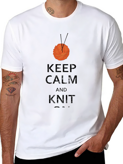 Keep Calm & Knit On Black Cotton Tee