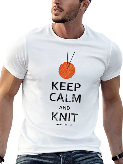 Keep Calm & Knit On Black Cotton Tee