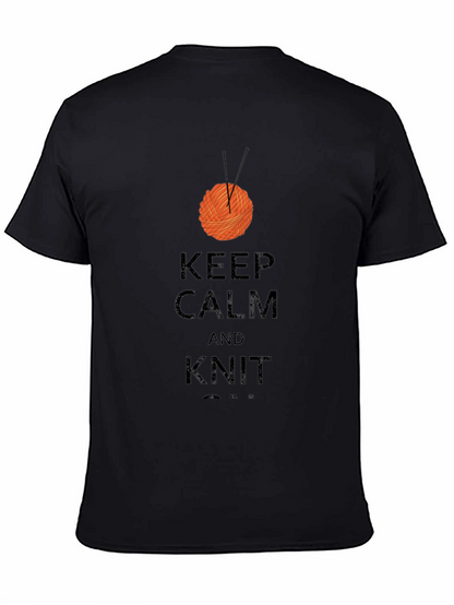 Keep Calm & Knit On Black Cotton Tee