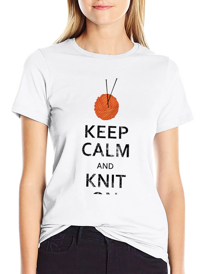 Keep Calm & Knit On Black Cotton Tee