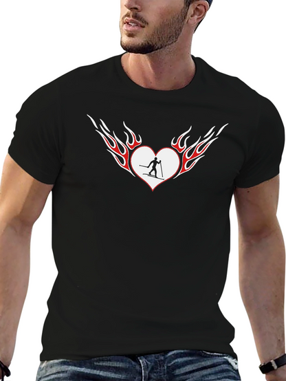 Fiery Heart Skiing T-Shirt - Black