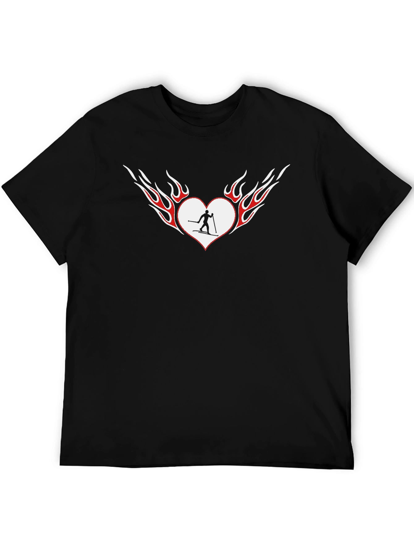 Fiery Heart Skiing T-Shirt - Black