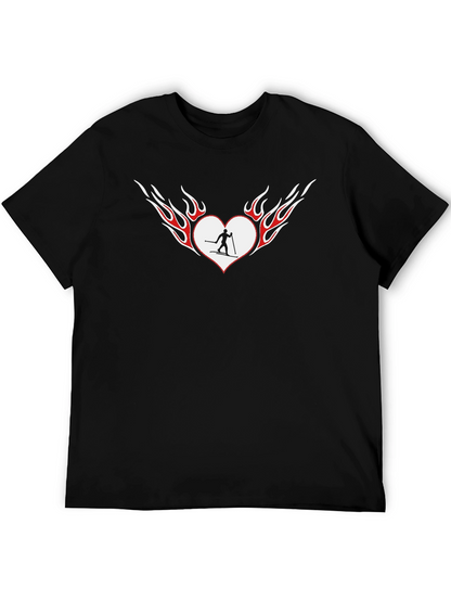 Fiery Heart Skiing T-Shirt - Black