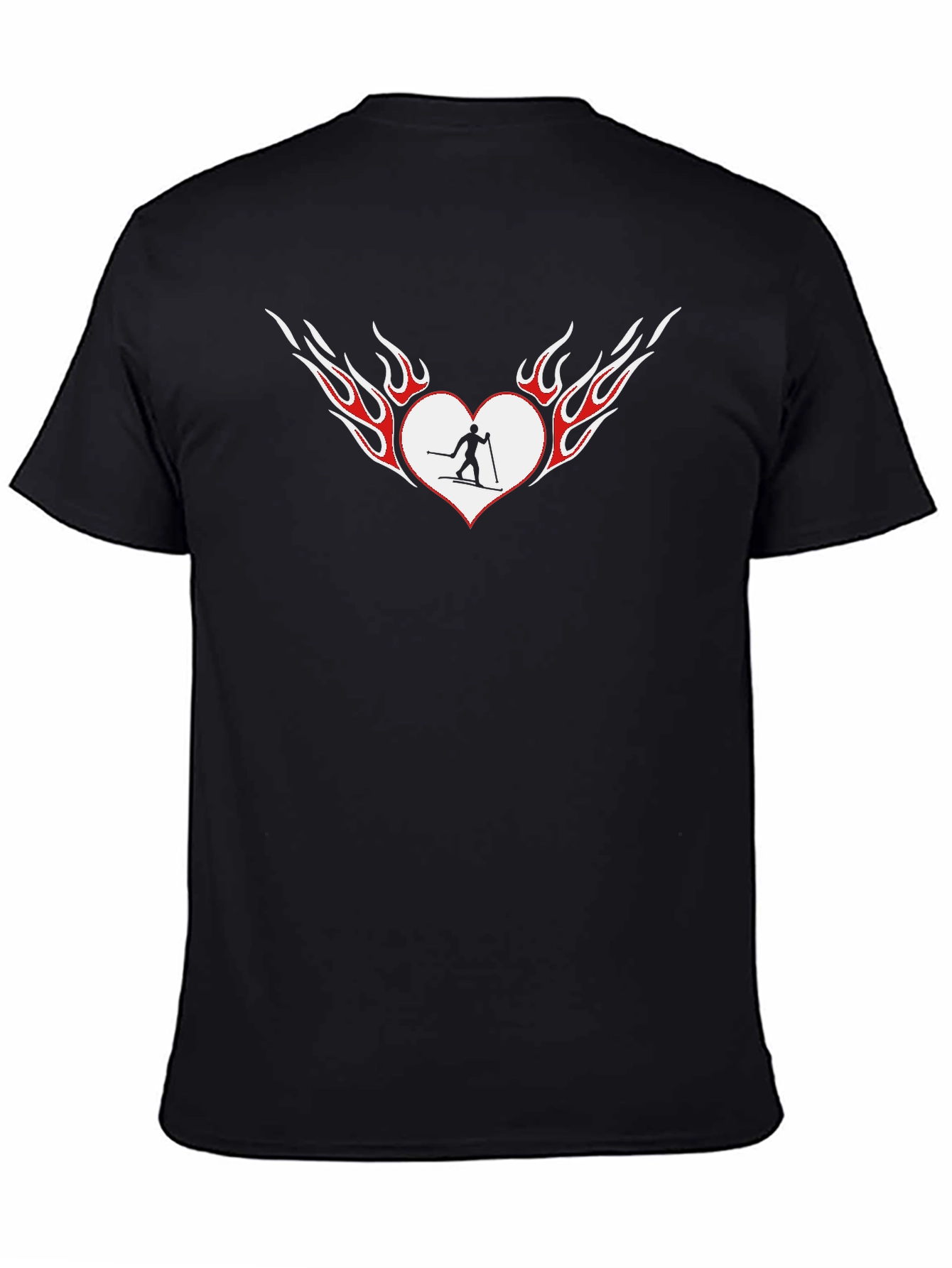 Fiery Heart Skiing T-Shirt - Black