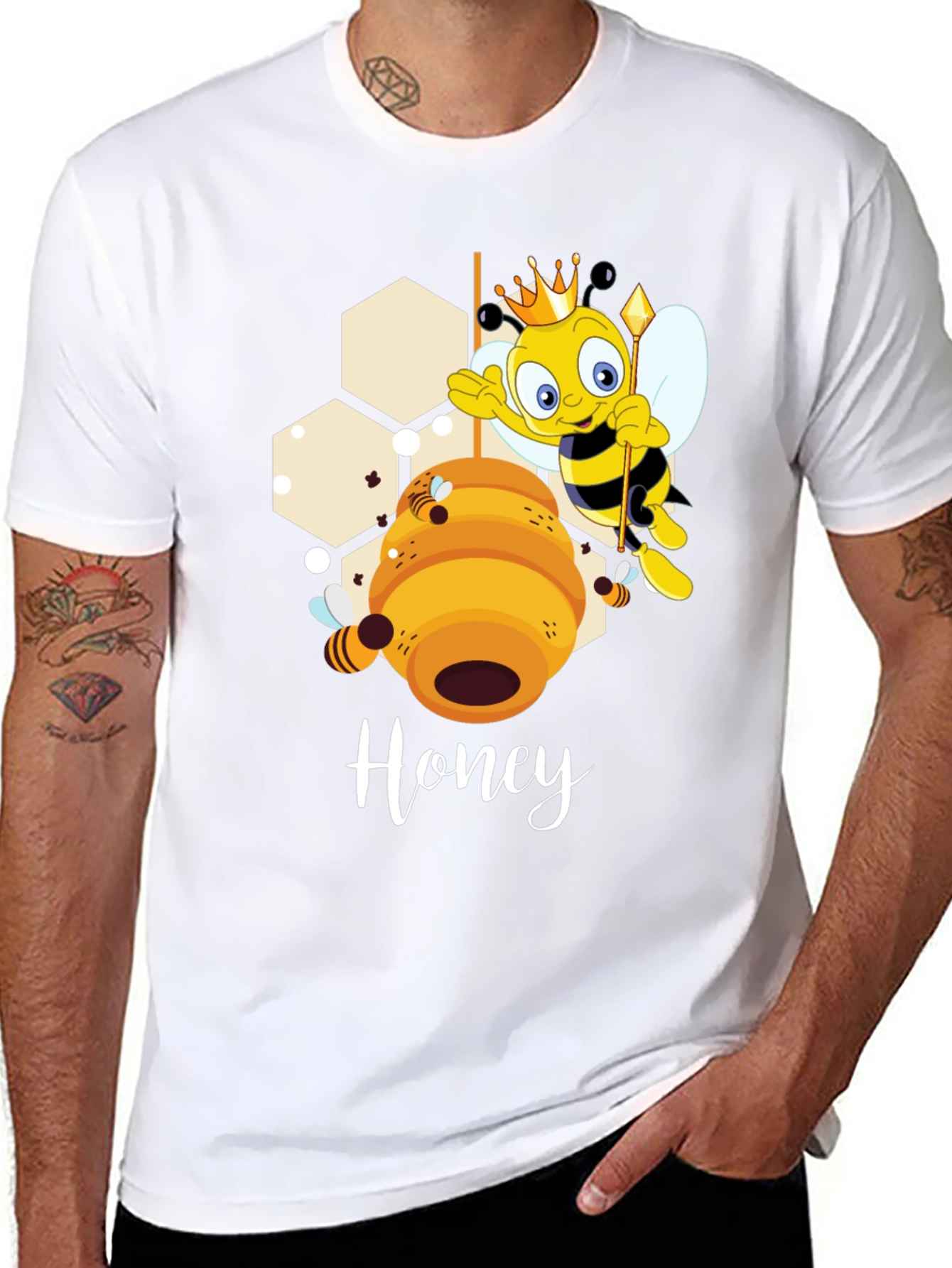Honey Bee Cartoon Graphic T-Shirt