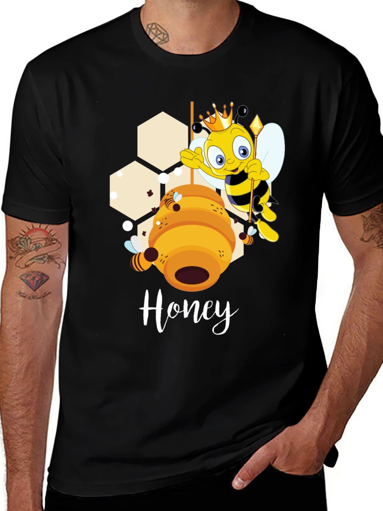 Honey Bee Cartoon Graphic T-Shirt