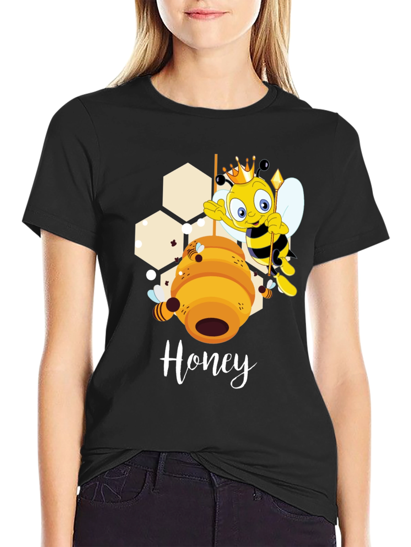 Honey Bee Cartoon Graphic T-Shirt