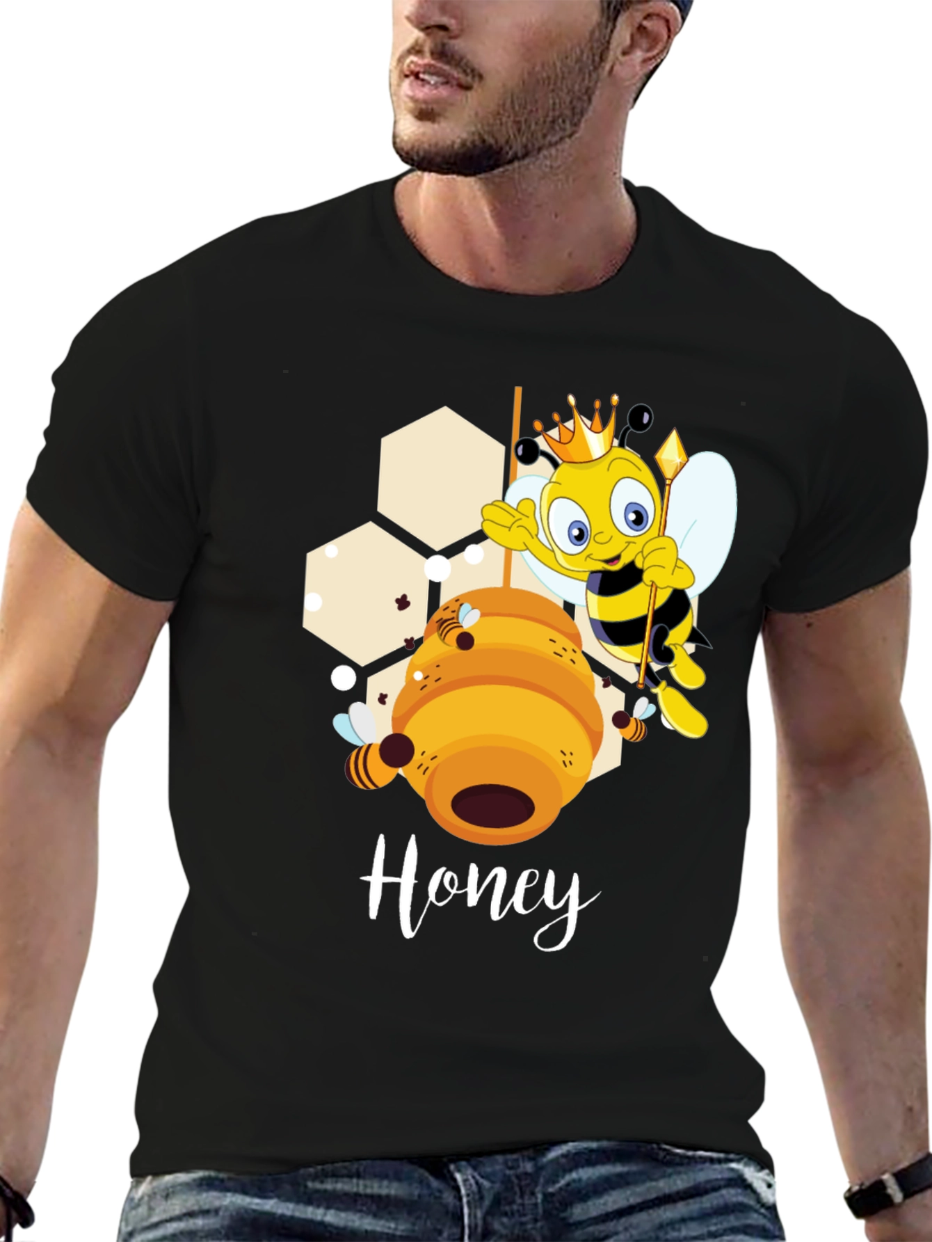 Honey Bee Cartoon Graphic T-Shirt