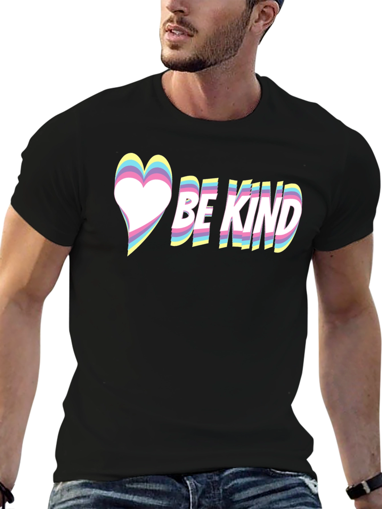 Be Kind Heart Graphic Tee - Black Casual T-Shirt