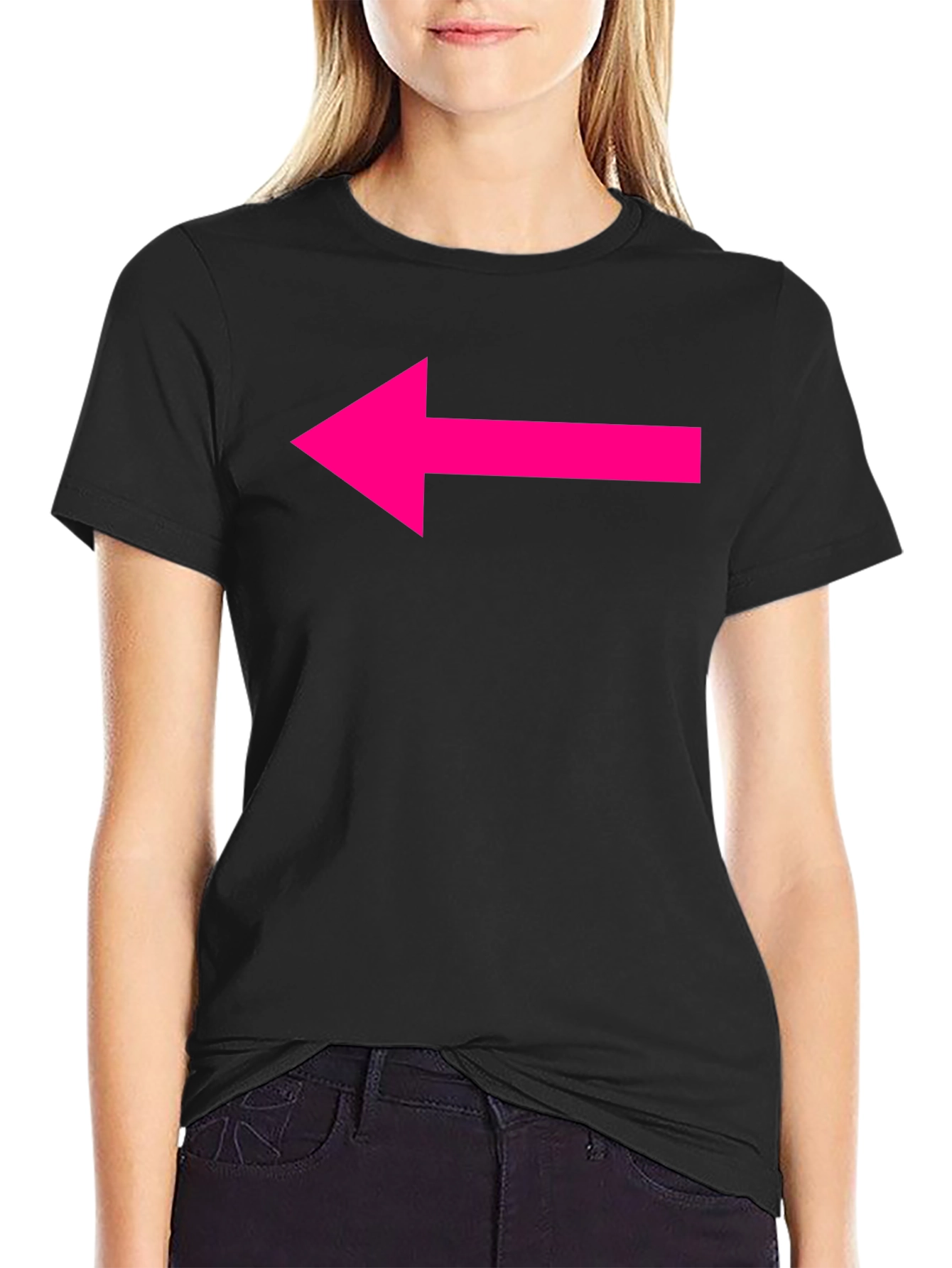 Black T-Shirt with Hot Pink Arrow Design