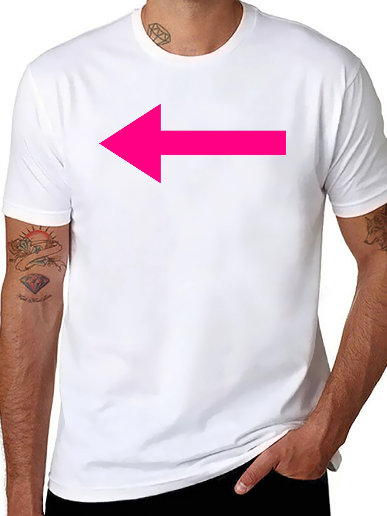 Black T-Shirt with Hot Pink Arrow Design
