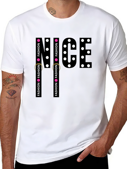 Mens Black NICE Graphic Print T-Shirt
