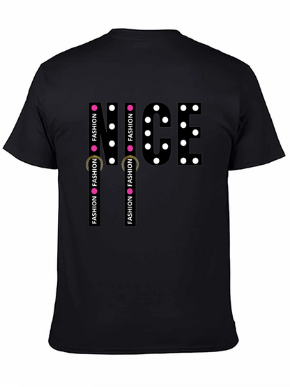 Mens Black NICE Graphic Print T-Shirt