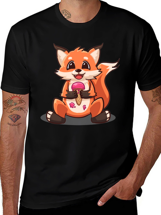 Cute Fox Eating Ice Cream Graphic T-Shirt