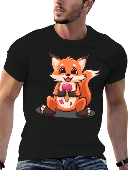 Cute Fox Eating Ice Cream Graphic T-Shirt