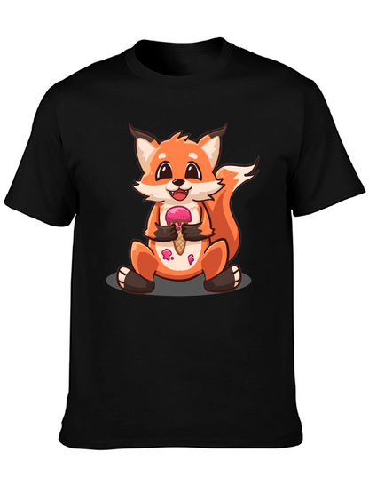 Cute Fox Eating Ice Cream Graphic T-Shirt