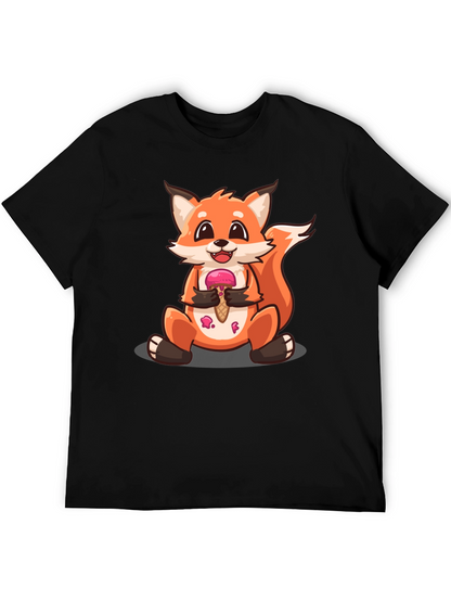 Cute Fox Eating Ice Cream Graphic T-Shirt