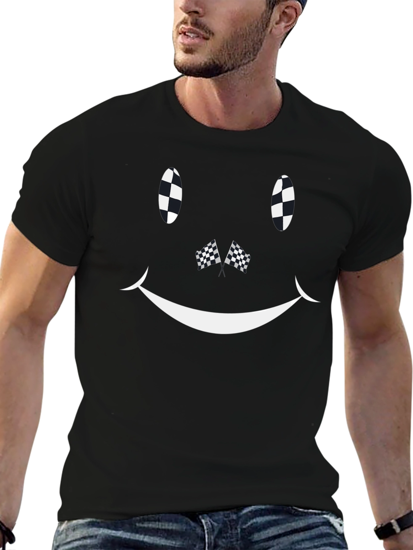 Checkered Flag Smiley Face T-Shirt