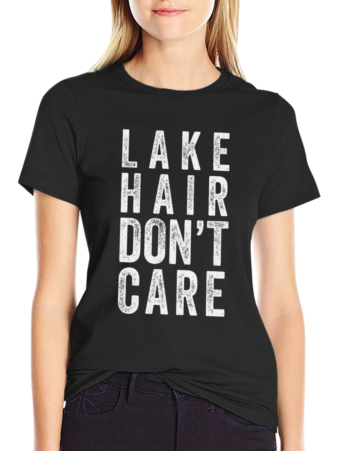 Lake Hair Dont Care Black T-Shirt
