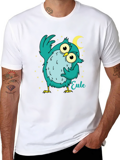 Owl Cartoon Graphic Black T-Shirt
