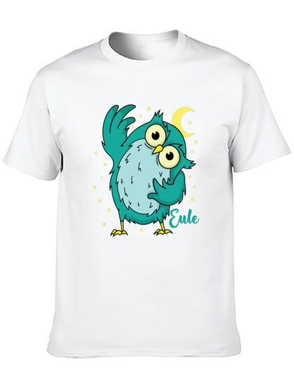 Owl Cartoon Graphic Black T-Shirt