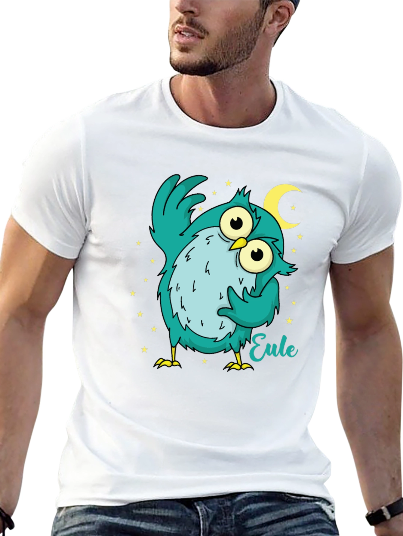 Owl Cartoon Graphic Black T-Shirt