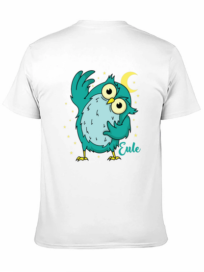 Owl Cartoon Graphic Black T-Shirt