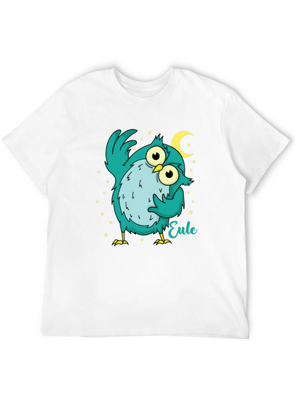 Owl Cartoon Graphic Black T-Shirt
