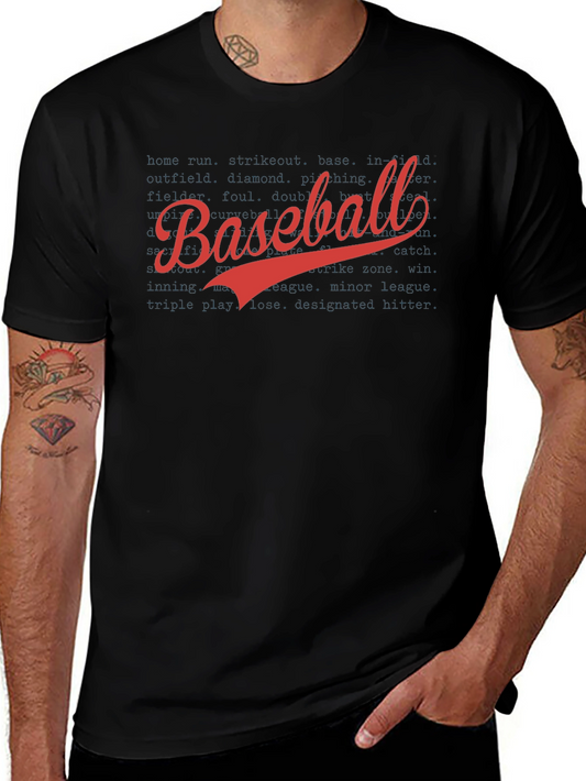 Baseball T-Shirt - Black Cotton Graphic Tee