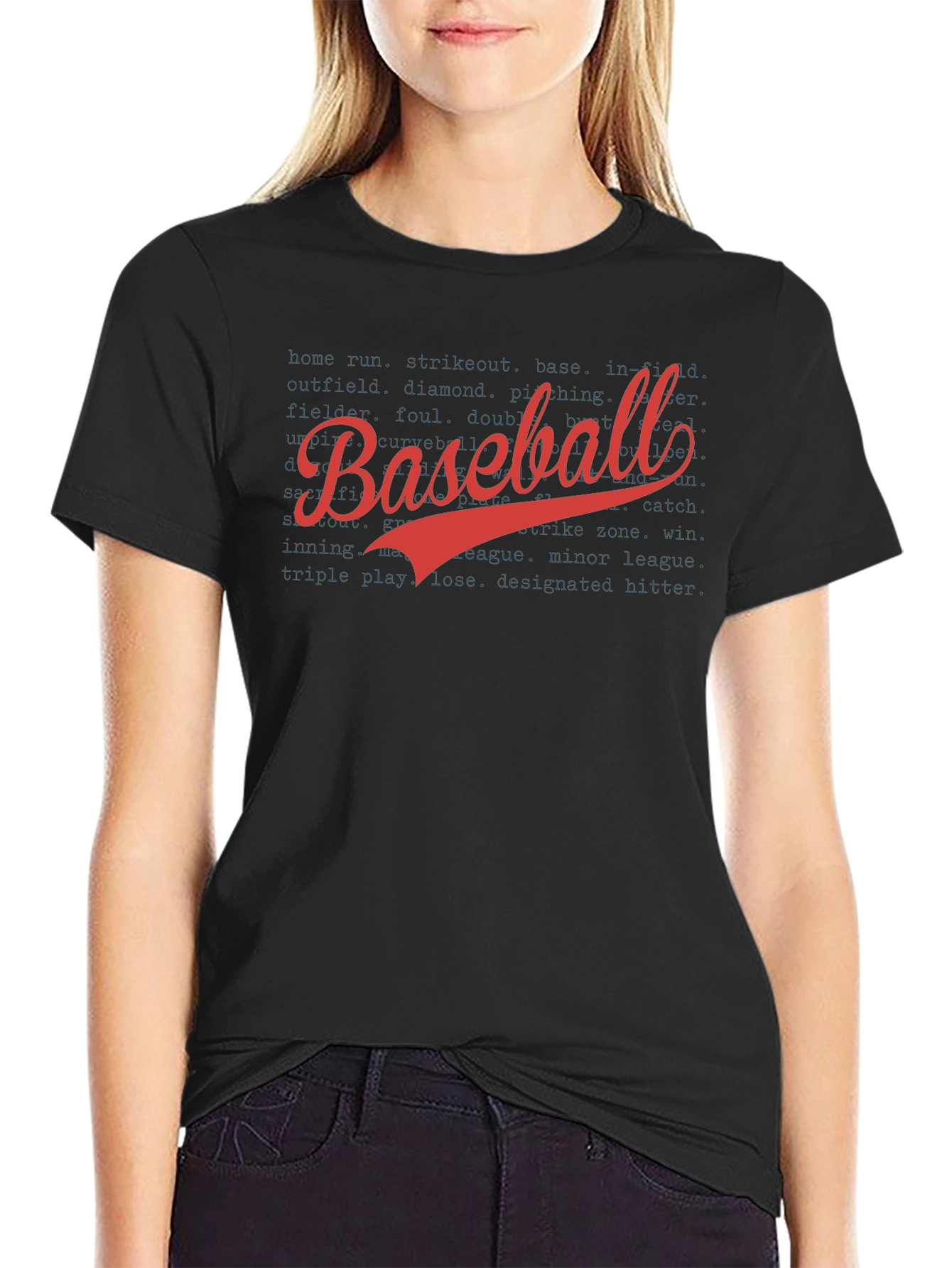 Baseball T-Shirt - Black Cotton Graphic Tee