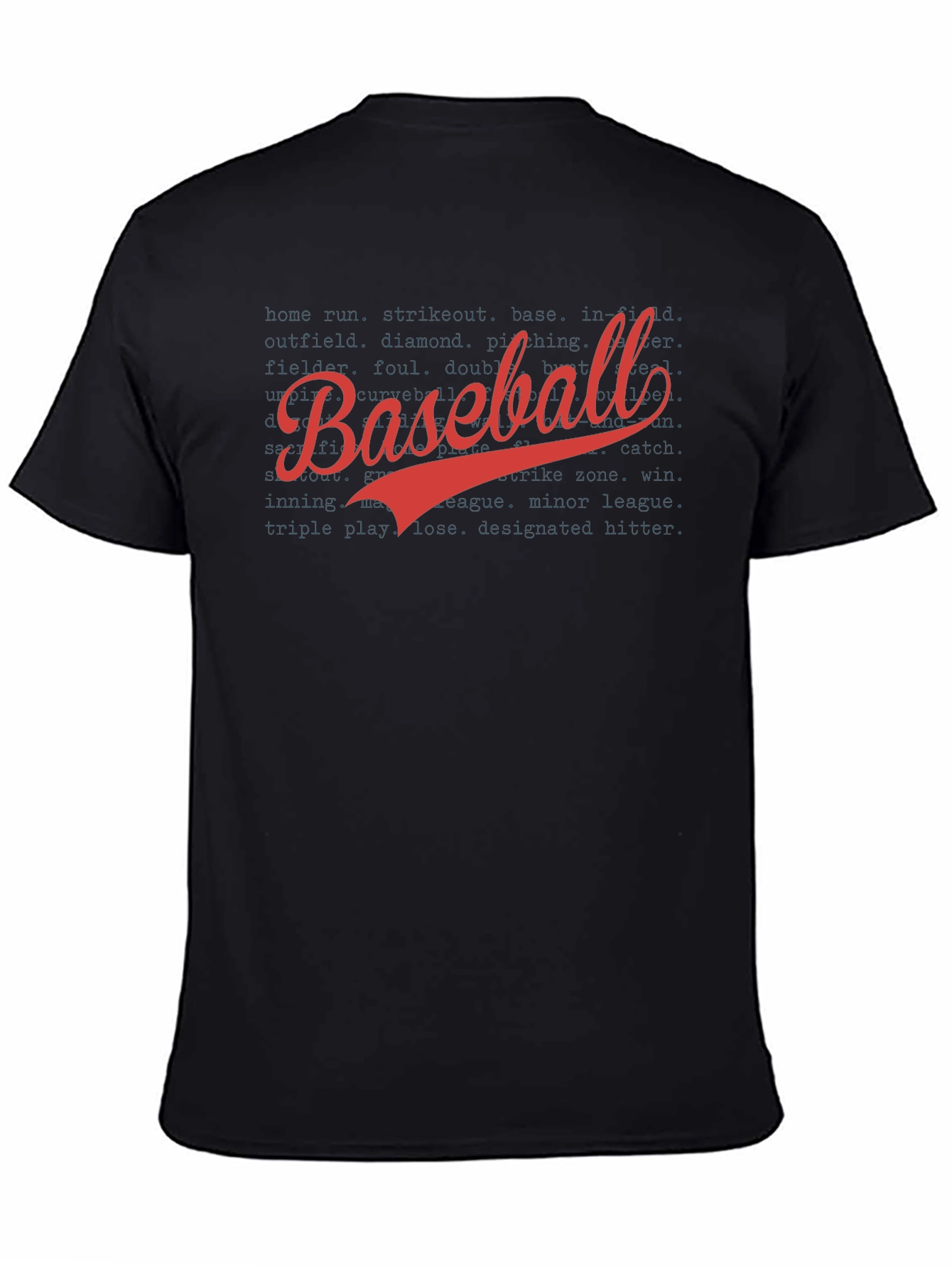 Baseball T-Shirt - Black Cotton Graphic Tee