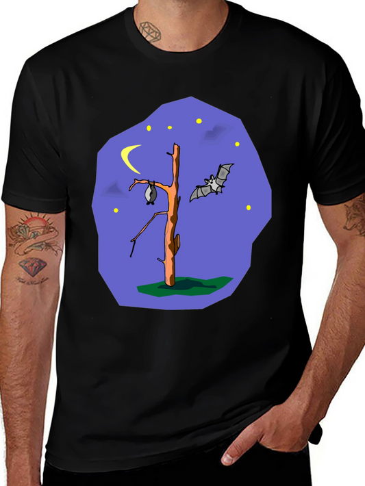 Bat Tree Graphic Tee - Midnight Scene Black T-Shirt