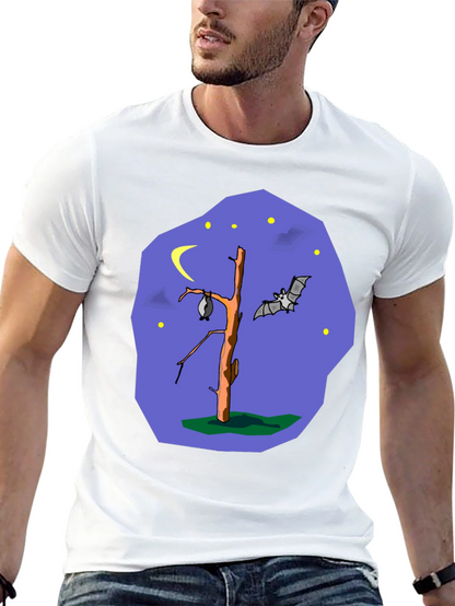 Bat Tree Graphic Tee - Midnight Scene Black T-Shirt