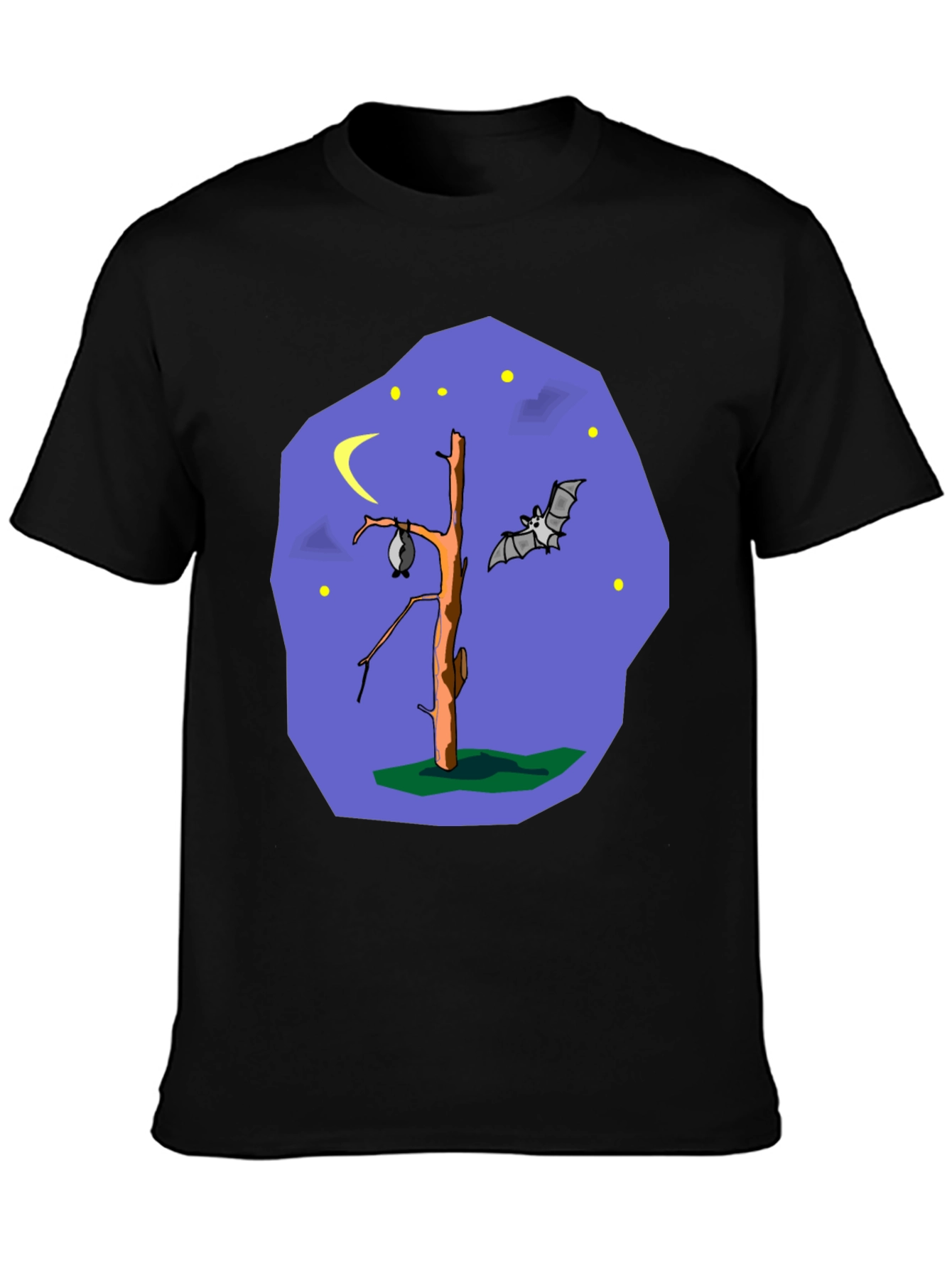 Bat Tree Graphic Tee - Midnight Scene Black T-Shirt