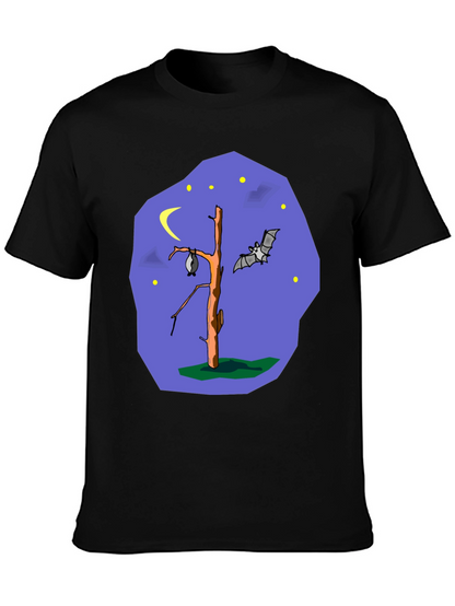 Bat Tree Graphic Tee - Midnight Scene Black T-Shirt