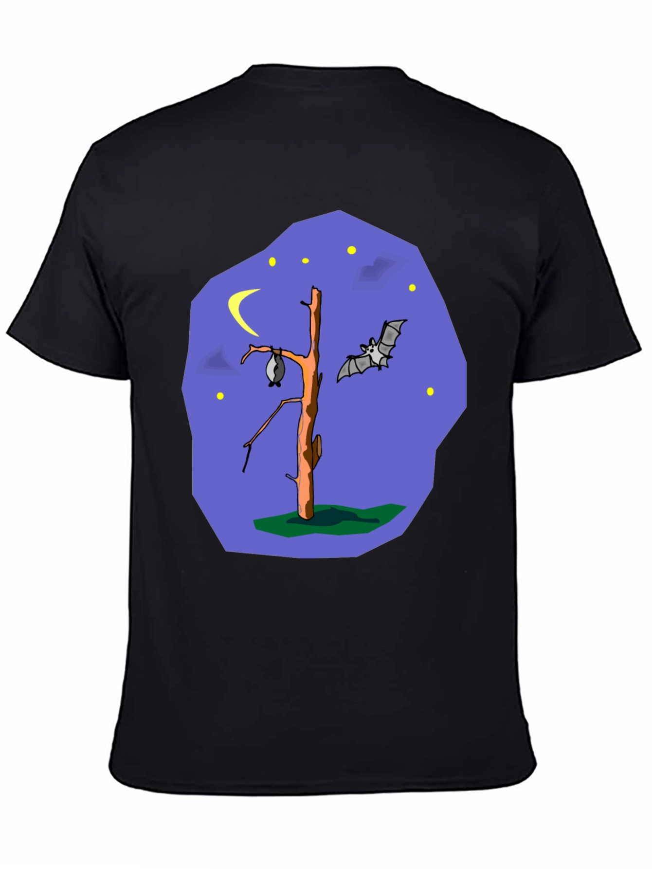 Bat Tree Graphic Tee - Midnight Scene Black T-Shirt