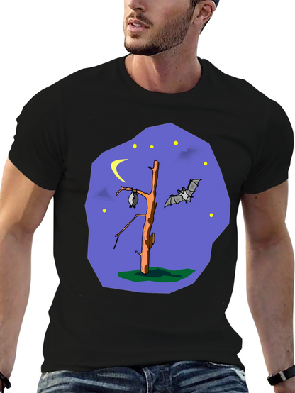 Bat Tree Graphic Tee - Midnight Scene Black T-Shirt