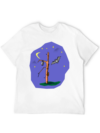 Bat Tree Graphic Tee - Midnight Scene Black T-Shirt