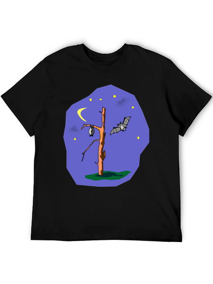 Bat Tree Graphic Tee - Midnight Scene Black T-Shirt