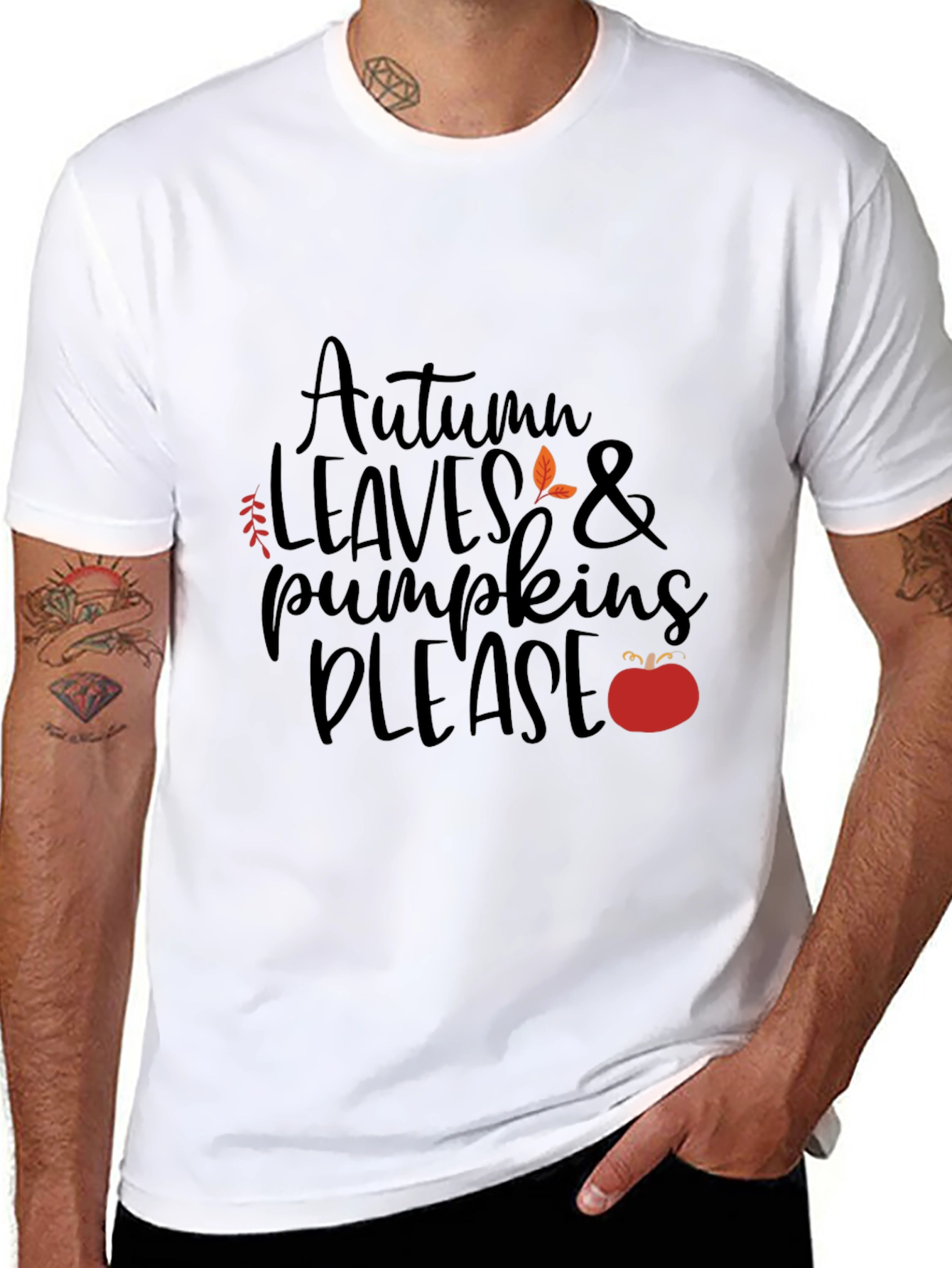 Autumn Leaves & Pumpkins Please - Graphic T-Shirt