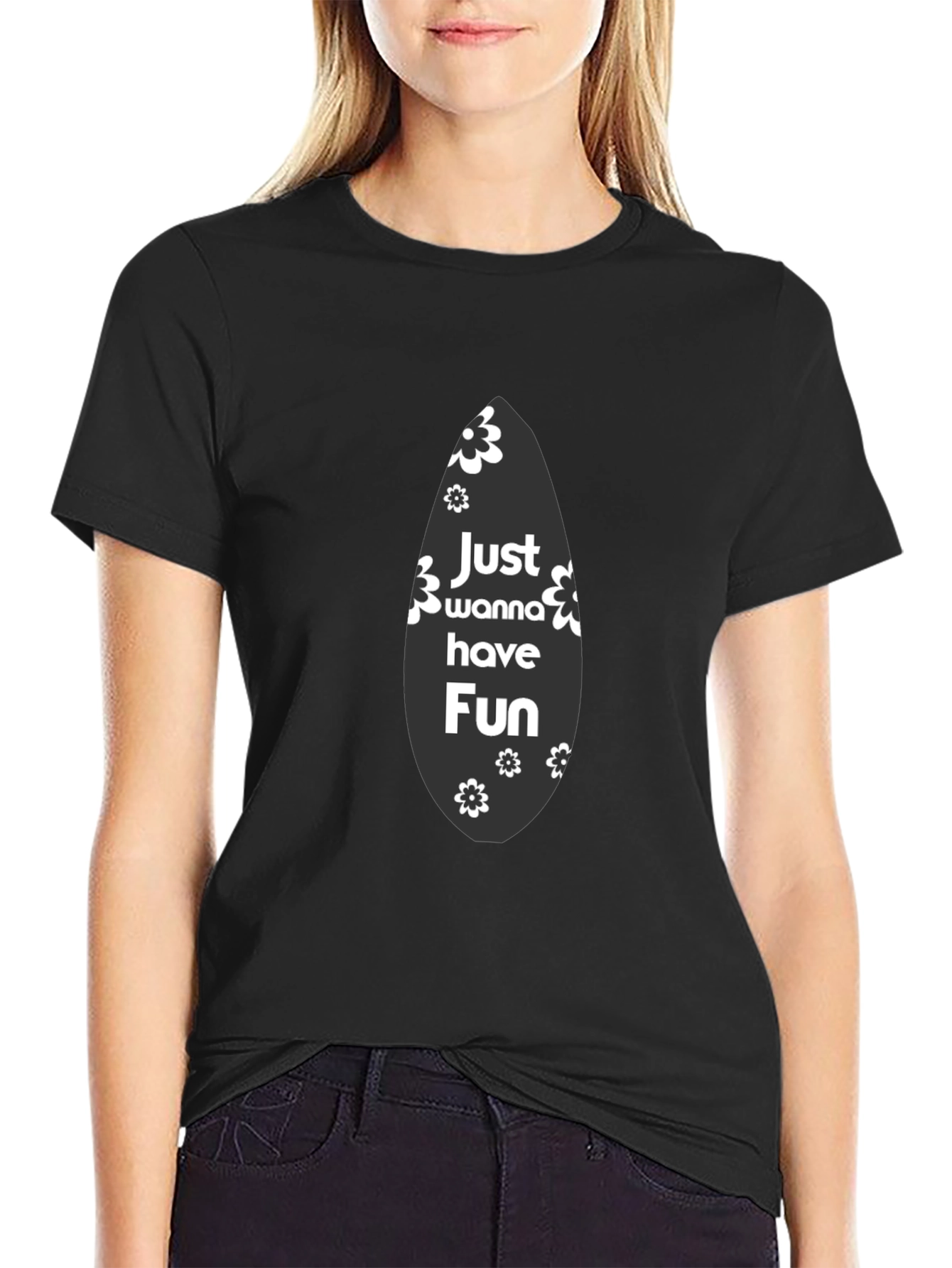 Just Wanna Have Fun Black Graphic Tee